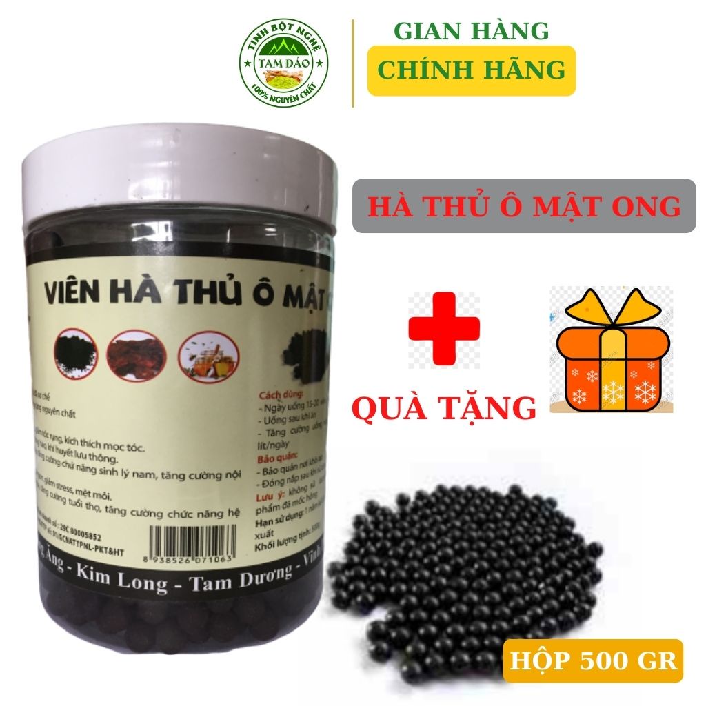 Hà thủ ô mật ong Tam Đảo 500gr (KÈM QUÀ TẶNG) viên hà thủ ô đỏ cải thiện rụng tóc hói đầu đen tóc sau 1 liệu trình
