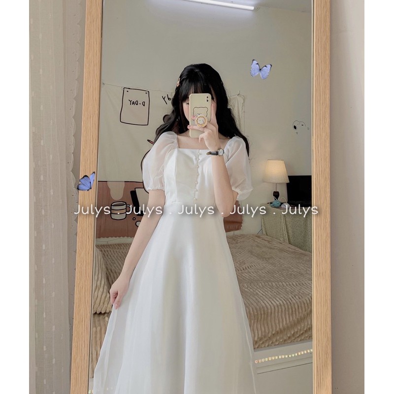 [Mã SKAMA06 giảm 8% tối đa 50K đơn 250K] Váy cúc ngọc công chúa (ảnh thật shop chụp ạ)