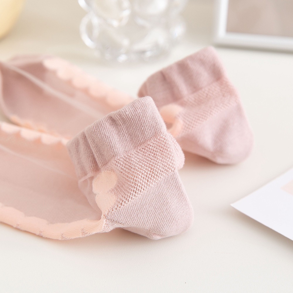 Tất lưới cổ thấp trong suốt họa tiết dễ thương xinh xắn thời trang mùa hè cho nữ