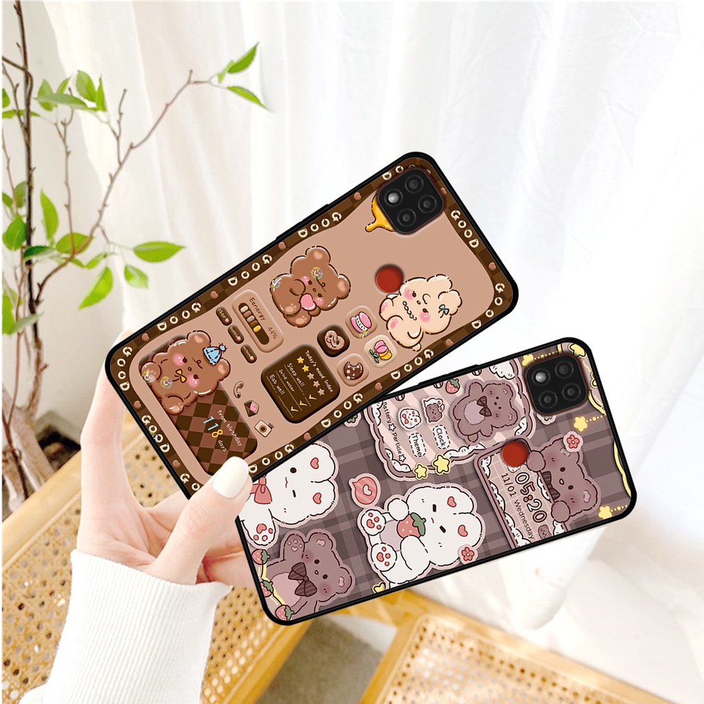 Ốp lưng Xiaomi Redmi 9C in hình caro gấu thỏ, gấu bear cute