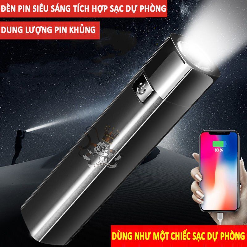 Đèn pin mini DP4 siêu sáng có thể sạc lại, tích hợp sạc dự phòng cự kỳ tiện ích [P4]