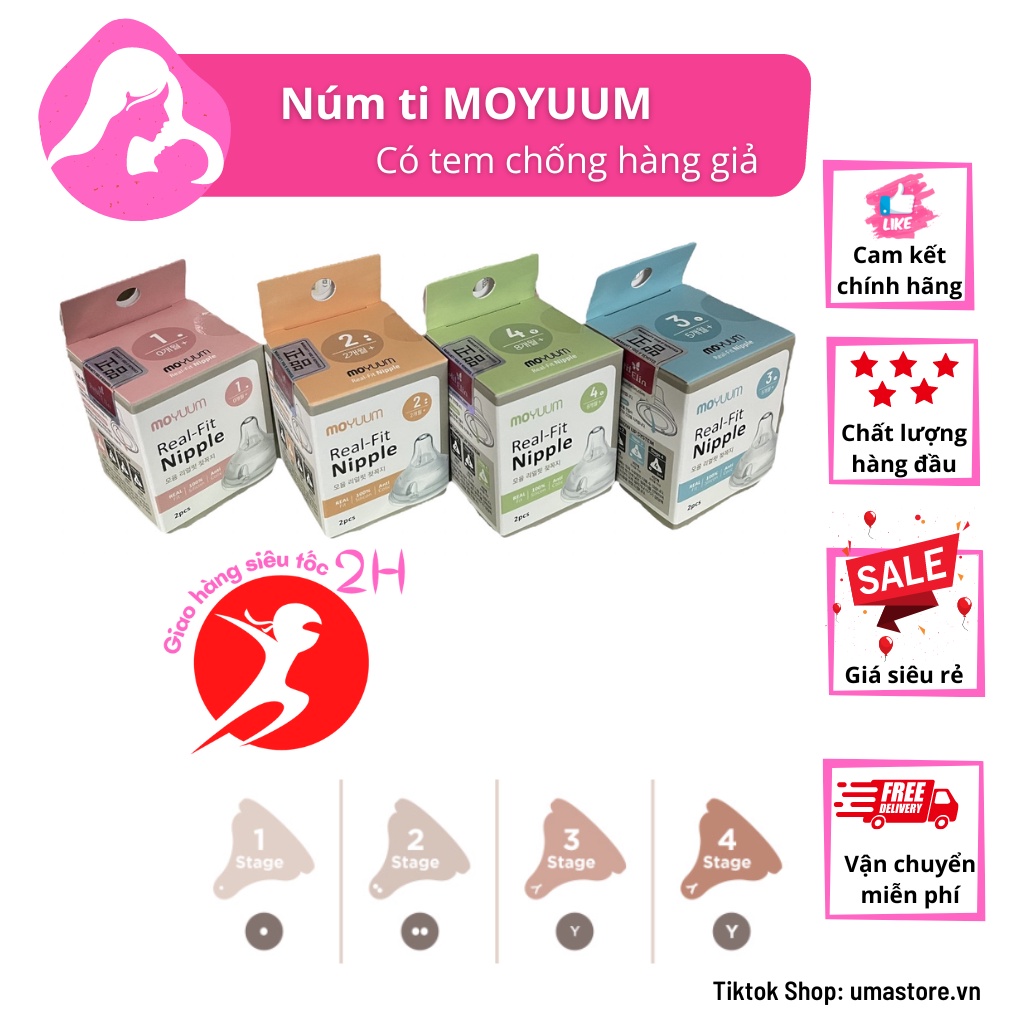 Núm ti Moyuum Hàn Quốc đủ size 1 - 4 Cam kết chính hãng