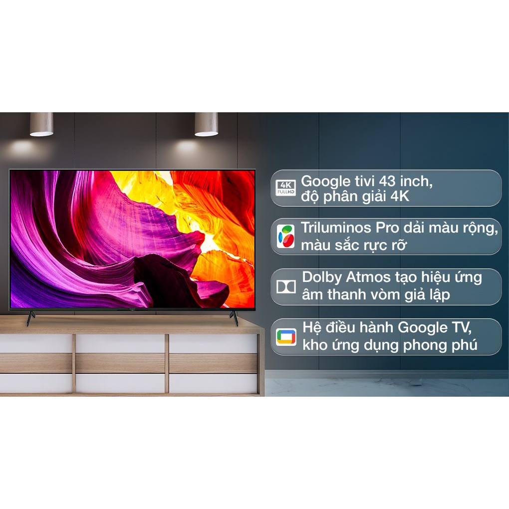 Google Tivi Sony 4K 43 inch KD-43X80K model 2022 - Điện Máy Kho Rẻ