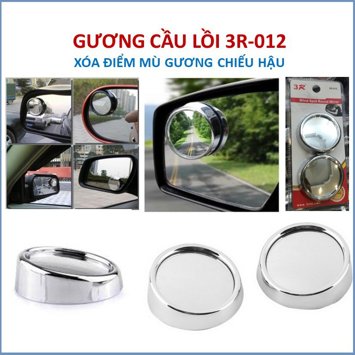 [SIÊU RẺ] Bộ 2 gương cầu lồi 3R-012 chiếu hậu cho xe Ô tô, màu trắng, có viền Khôi Nguyên Auto