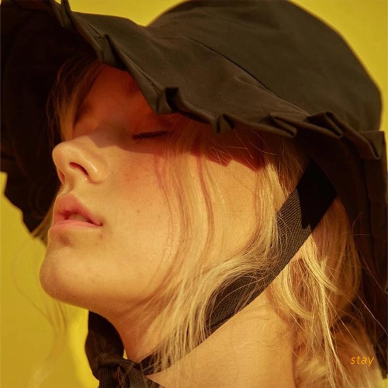 Mũ tai bèo vành rộng diềm xếp nếp phối ruy băng dài phong cách Lolita dễ thương dành cho bạn nữ