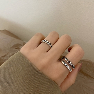 Nhẫn số la mã Nhẫn bạc thái điều chỉnh phong cách Âu Mỹ
