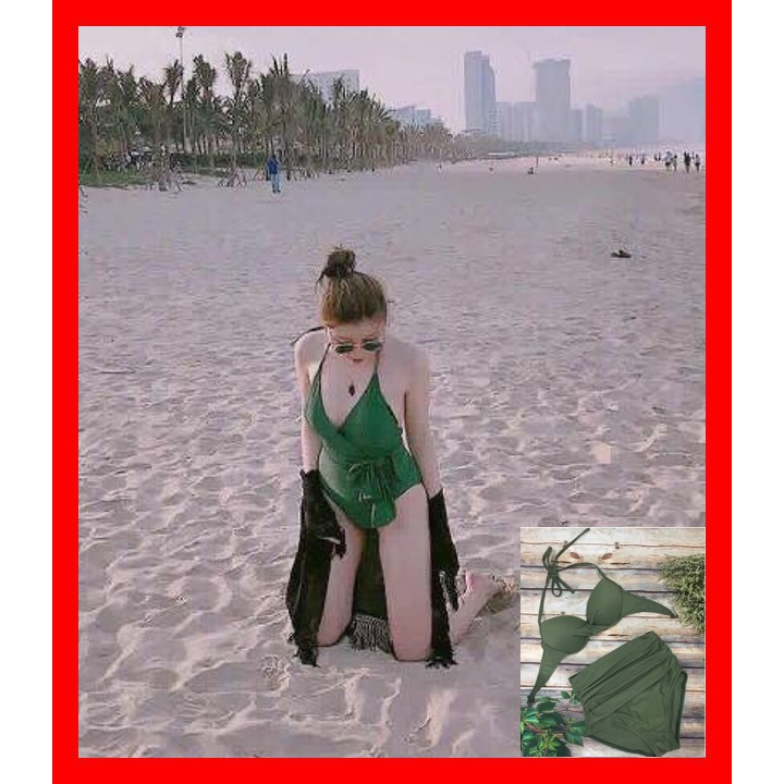 Bikini áo tắm ( FREESHIP ) Bikini liền sexy thời trang đi biển mùa hè liền chéo tôn dáng trẻ trung XL 10 -R