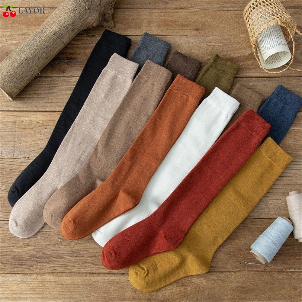 Vớ Cotton Cao Qua Gối Co Giãn Tốt Nhiều Màu Sắc Thời Trang Mùa Thu Cho Nữ
