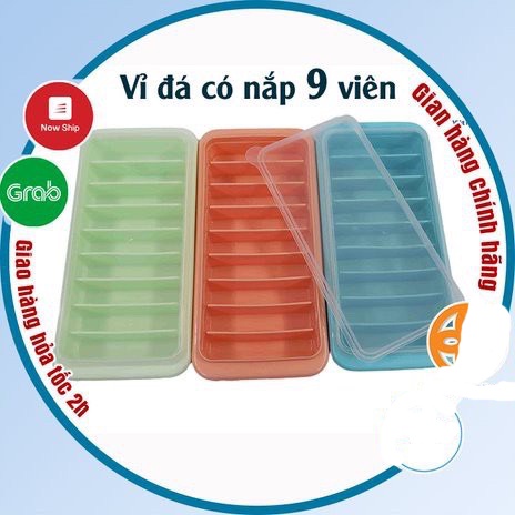 Khay đá có nắp đậy 9 viên Việt Nhật, vỉ đá, khuôn thạch rau câu, kẹo dẻo, khay trữ đồ ăn dặm cho bé BH 6933