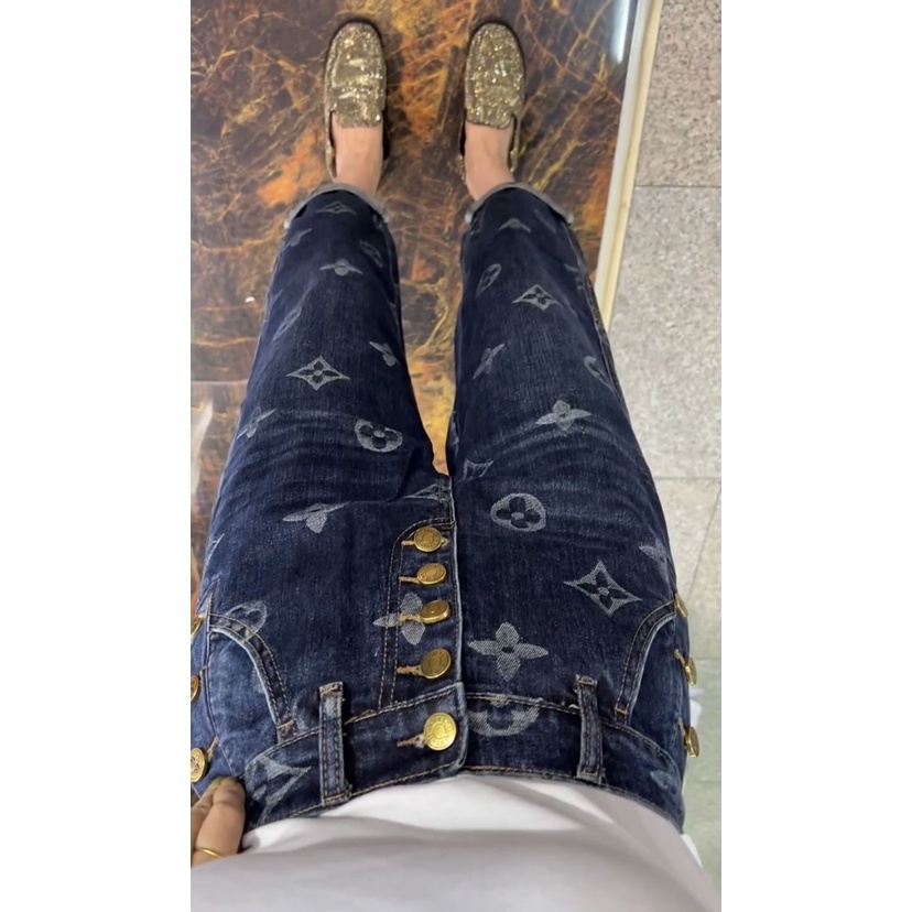 Quần Jeans Lưng Cao Size Lớn In Họa Tiết Thời Trang Mới Cho Nữ