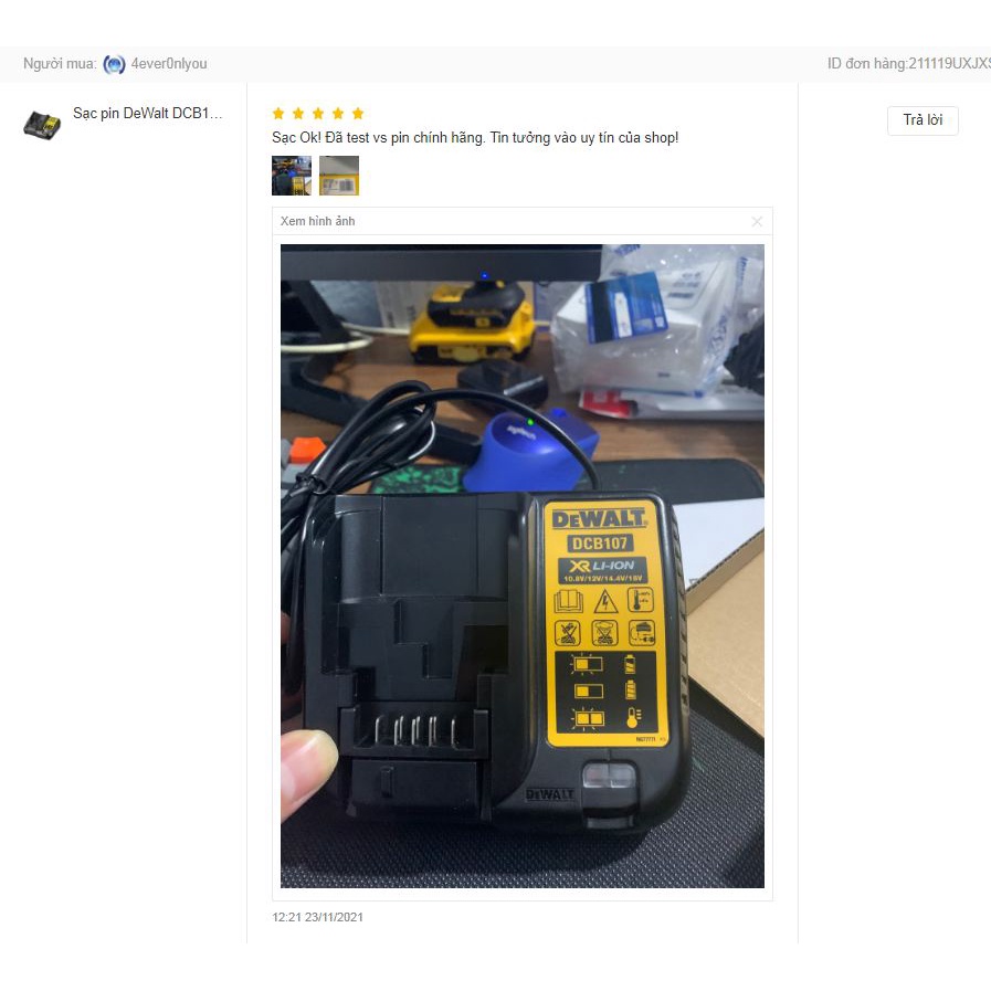 Sạc pin DeWalt DCB107 sạc 107 chính hãng Nghề Mộc