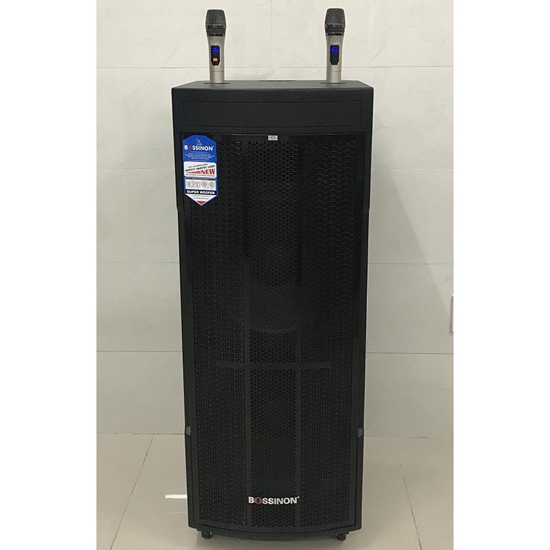 Loa kéo 4 tấc đôi thùng gỗ Bossinon W-AM8058K, loa kéo karaoke, loa kéo di động công suất lớn