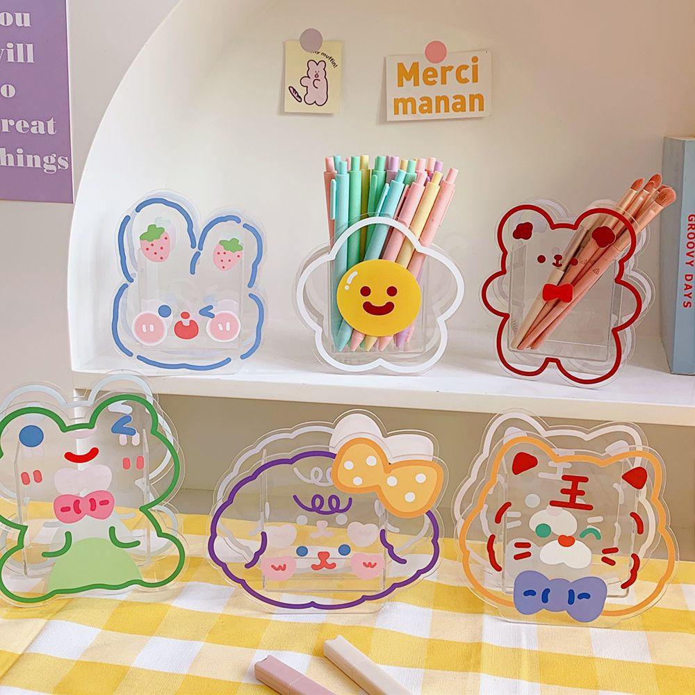 LAKAMIER Lọ Đựng Bút Bằng Acrylic Hình Khủng Long Hoạt Hình Dễ Thương