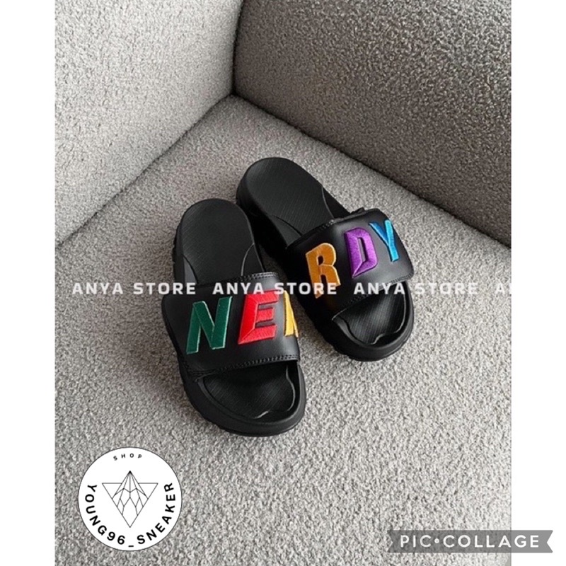 Dép Nerdyy Màu Đen Nam Nữ Đế 4cm