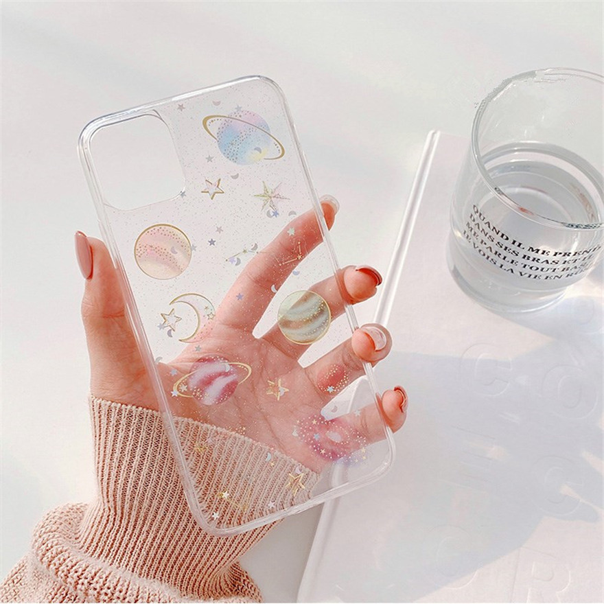 🌈Ready Stock🎁 Samsung Galaxy S20 Ultra S10 S9 S8 Plus S7 Edge Note10 Plus 8 9 Phone Case Bling Glitter Starry Sky Transparent Soft Shell All-inclusive Protective Cover