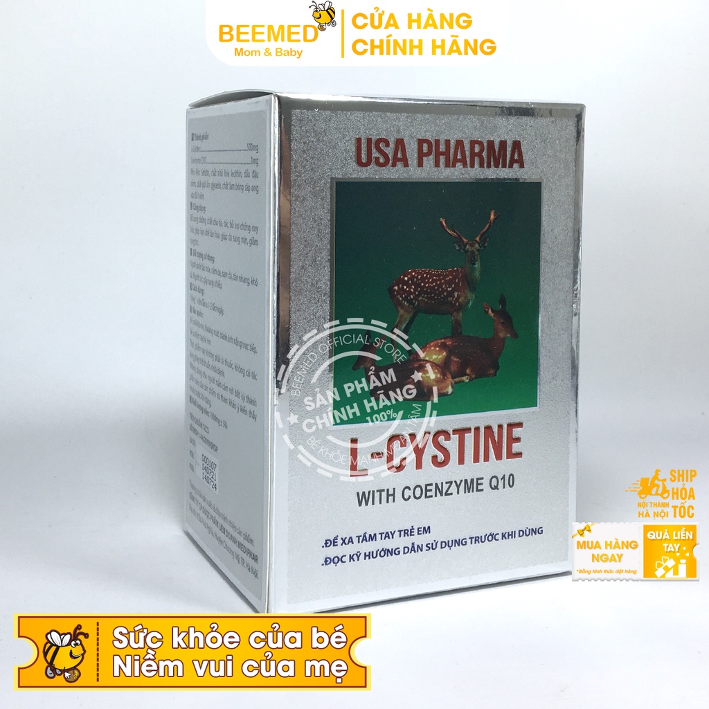 L Cystine Hộp 60 viên 500mg hỗ trợ làm đẹp da, giảm rụng tóc , hết nám, tàn nhang, có thêm Coenzym Q10