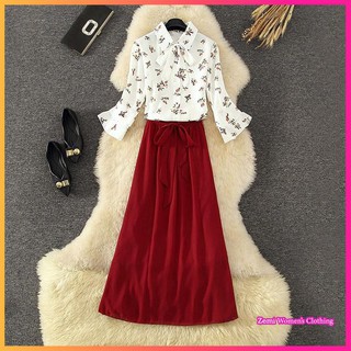 Set đầm chiffon in hoa thời trang
