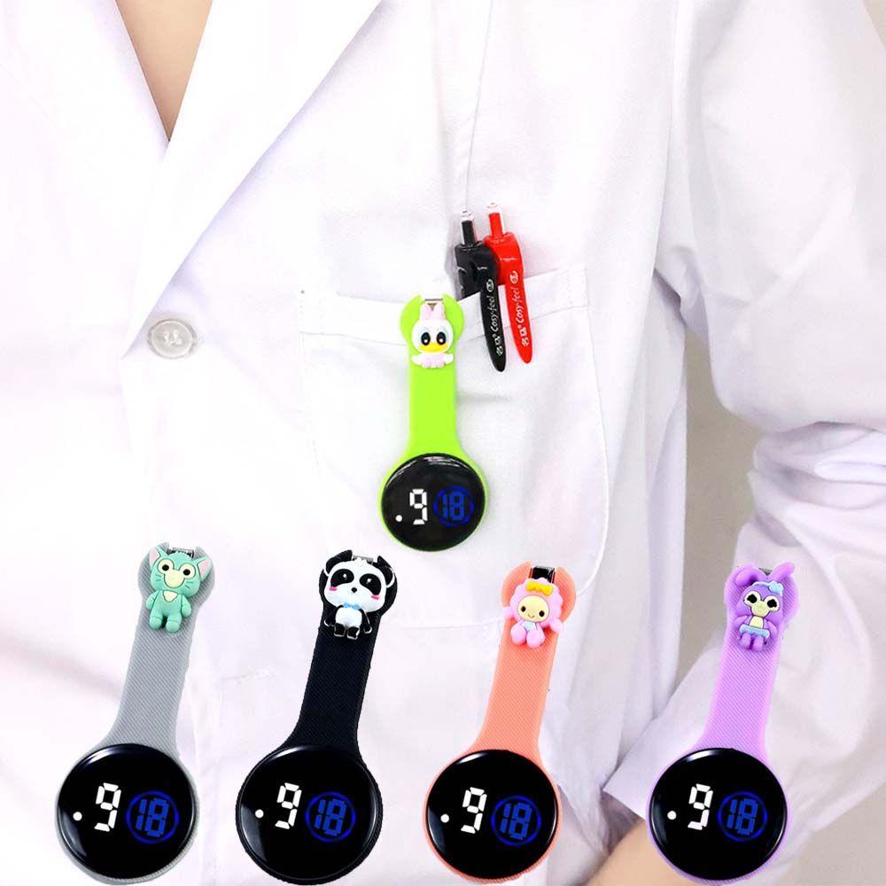 Đồng Hồ Kỹ Thuật Số Dạng Kẹp Hình Tròn Họa Tiết Hoạt Hình Cho Y Tá / Bác Sĩ