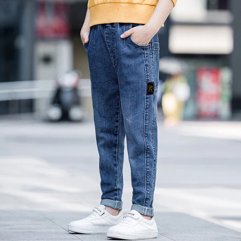 Quần Jeans bé trai max 57kg - Logo GANANA - Jeans co giãn 4 chiều size đại