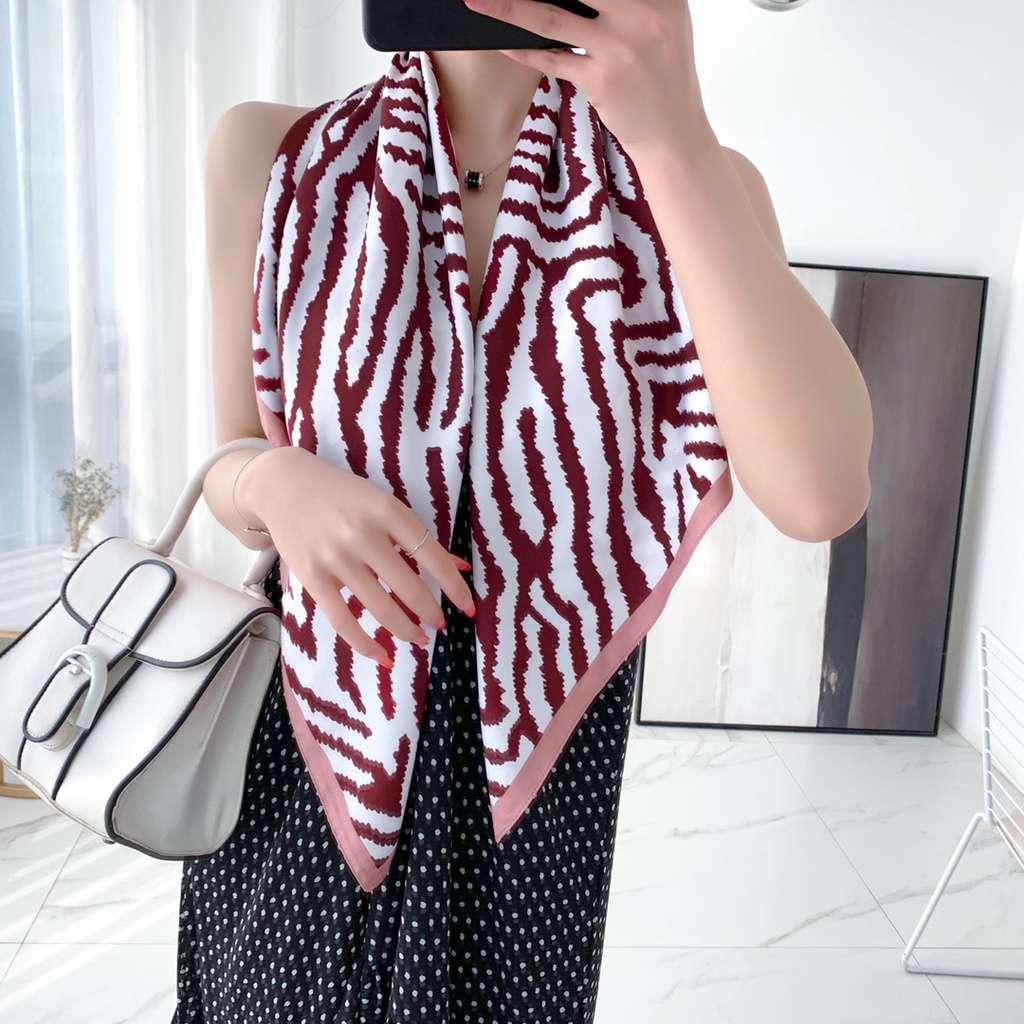 Khăn Choàng Vuông 90cm Chất Liệu Lụa Mềm Thời Trang Cho Nữ WJ1007-04