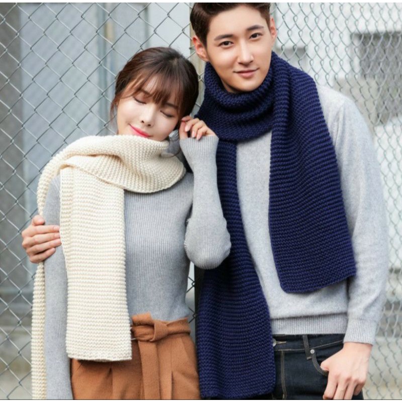 Gói nguyên liệu đan khăn quàng cổ sợi to chất cotton quà tặng bạn trai cặp đôi nam
