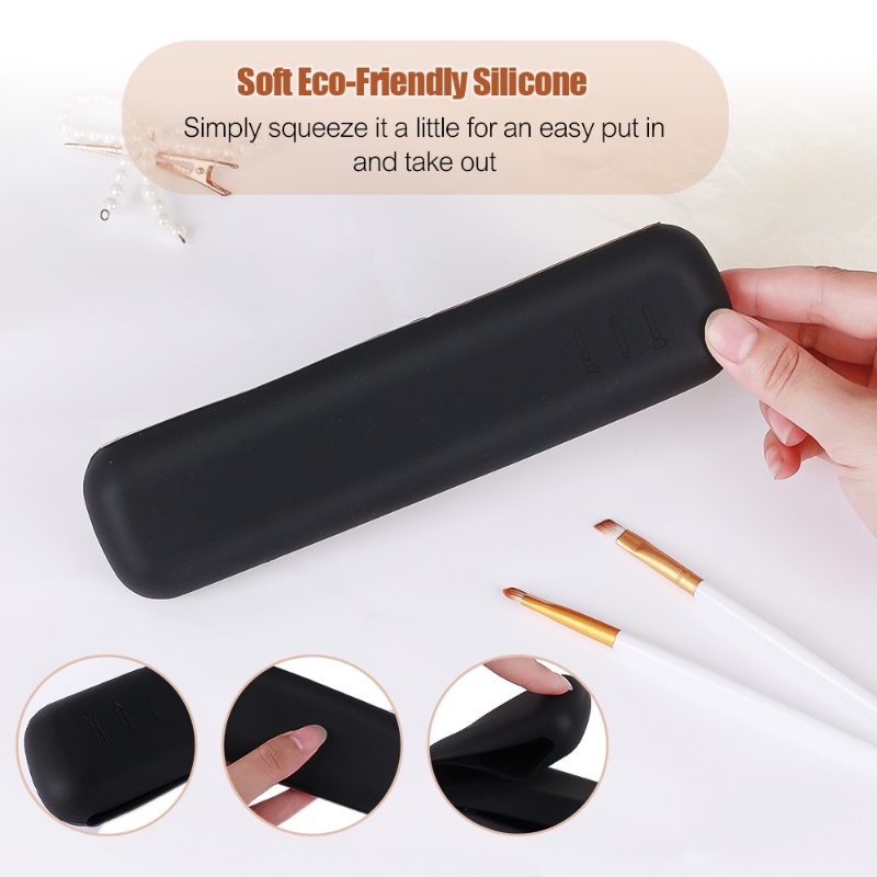 1 Hộp Đựng Cọ Trang Điểm Bằng Silicon Mềm Chống Nước Có Thể Gấp Gọn