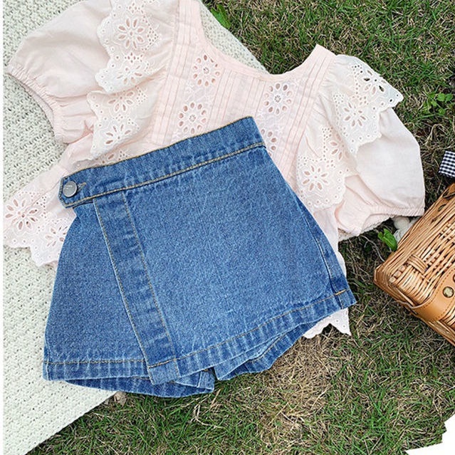 Quần Short Denim Mỏng Thời Trang Mùa Hè Hàn Quốc Dành Cho Bé Gái