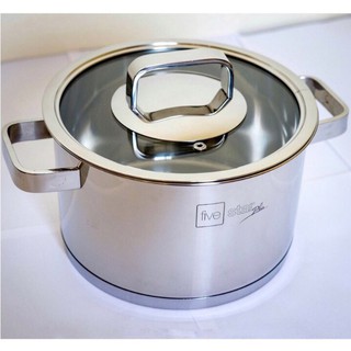 Nồi Inox Fivestar quai vuông, nắp kính (Inox 304 cao cấp)