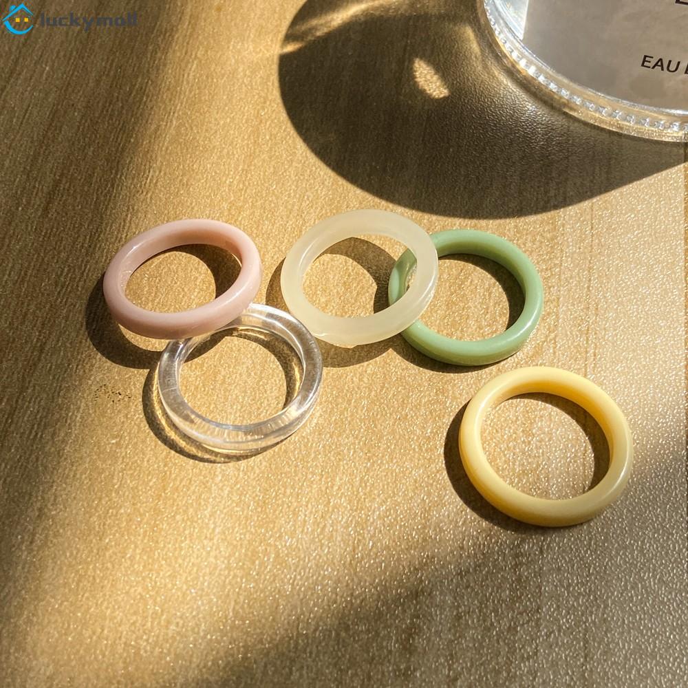 Set 5 Nhẫn Đính Đá Kiểu Dáng Đơn Giản Thanh Lịch Dành Cho Nữ