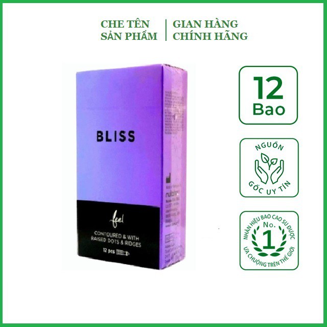 Bao cao su Gân Gai tăng cường khoái cảm Feel Bliss - hộp 12 chiếc