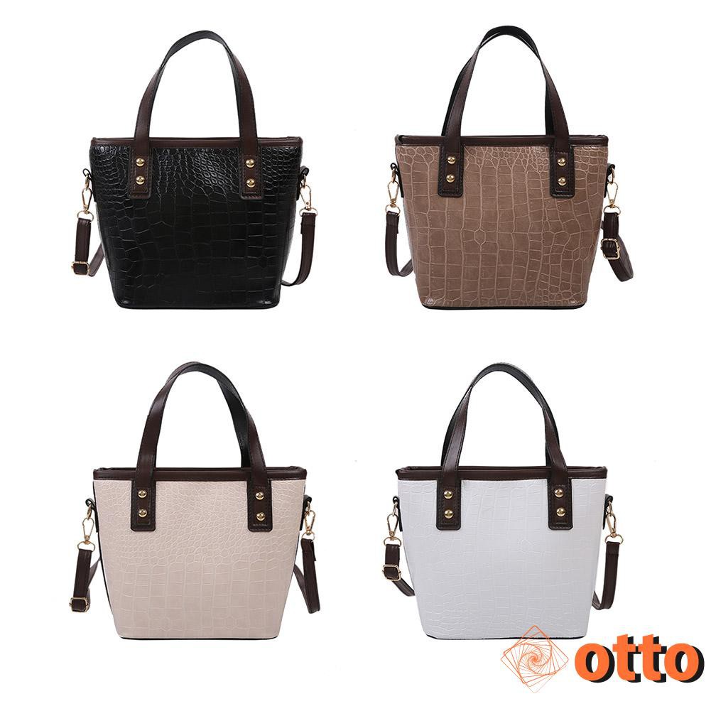 Retro Alligator PU Crossbody Bucket Bag Women Casual Totes Shoulder Handbag