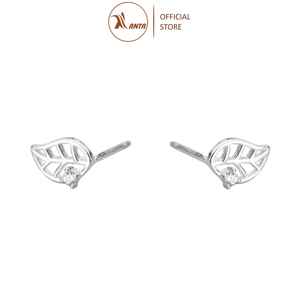 Bông Tai Mạ Bạc 925 Hình Chiếc Lá Đính Đá Phong Cách Hàn Quốc ANTA Jewelry - ATJ7003