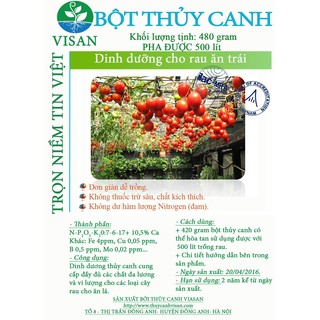 DINH DƯỠNG THỦY CANH ĂN TRÁI 500 lít