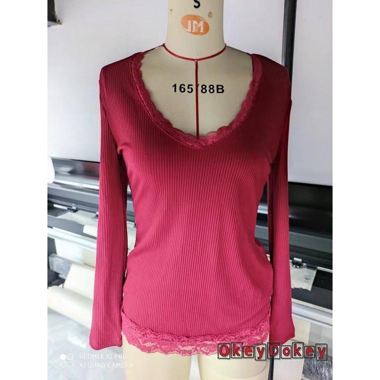 Áo Thun Dài Tay Phối Ren Thời Trang Cho Nữ OKDK-Y2K