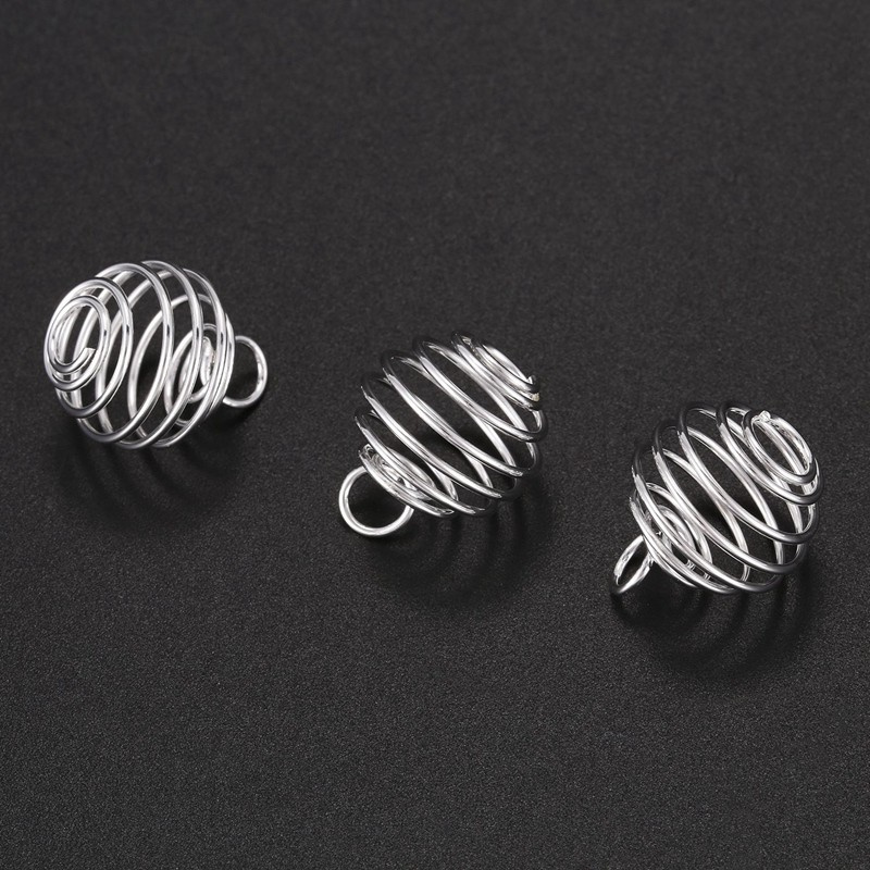 50PCs Sier Spiral Bead Cages Pendants Jewellery Making Crafting 18mmx15mm