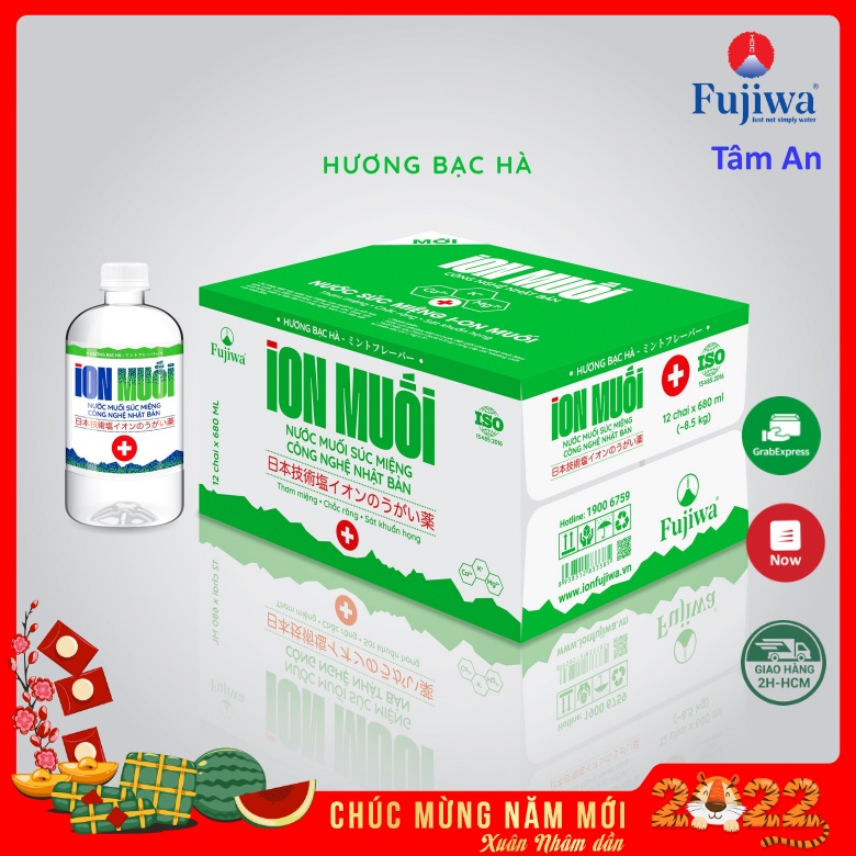 1 Thùng nước muối công nghệ Nhật Bản - Nước súc miệng ion Muối hương bạc hà 680ml – Thùng 12 chai