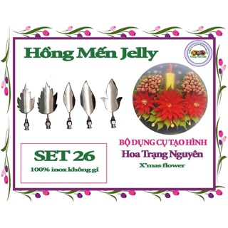 Set26 Bộ Kim Làm Thạch 3D Hoa Trạng Nguyên 5kim Trang trí Noel Hồng Mến Jelly