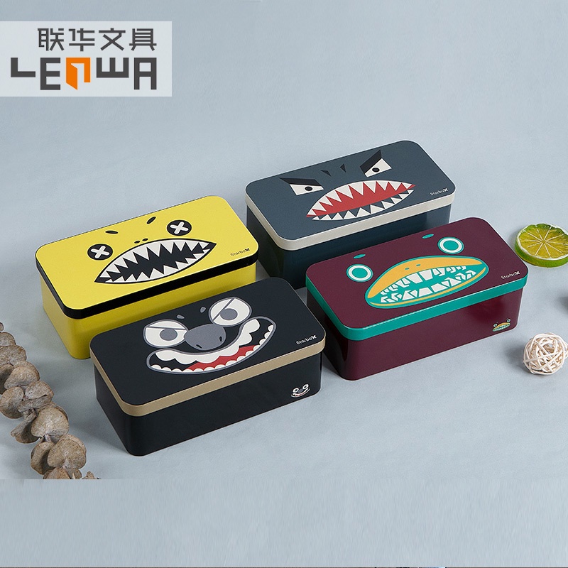 Lianhua Sinh viên Hộp văn phòng phẩm Hộp sắt sáng tạo Hàn Quốc Hộp bút chì đa chức năng Hộp lưu trữ hình chữ nhật Hộp lư