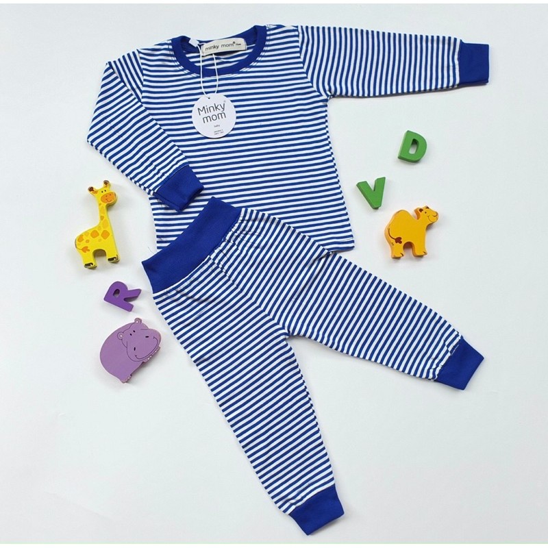 [ XẢ KHO ] Bộ Dài Tay Kẻ Nhỏ Cạp Cao Minky Mom cotton thun lạnh mềm mịn mát cho Bé trai, bé gái (6-19kg) [HÀNG LOẠI 1]