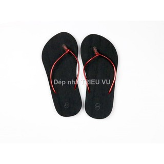 Dép xốp nữ quai kẹp đế cao su 1 phân đen sợi đơn ĐỎ bảo hành 6 tháng