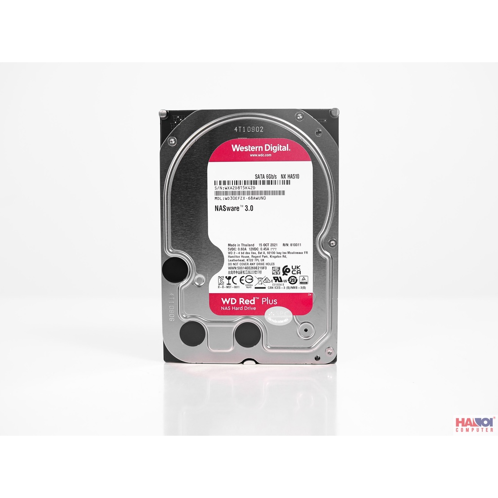 Ổ cứng HDD WD 2TB Red Plus 3.5 inch, 5400RPM, SATA, 128MB Cache (WD20EFZX)