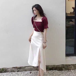 [Mẫu mới] Set Áo Chân Váy Sang Chảnh Chất Liệu Poly Phối Voan Thời Trang