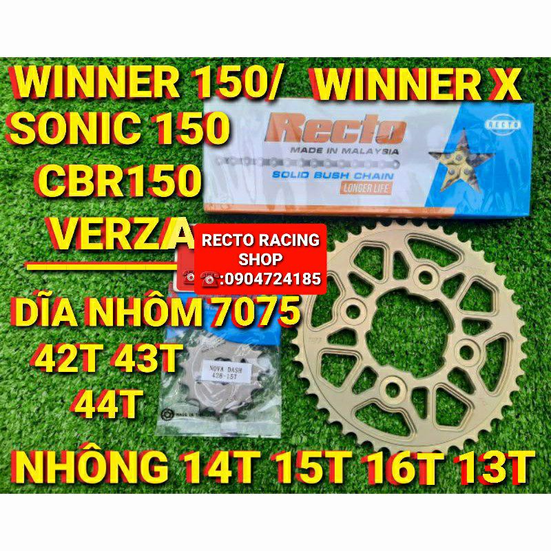 NHÔNG SÊN DĨA NHÔM 7075 WINNER 150/WINNER X/SONIC 42T/CBR150 VERZA SÊN VÀNG 42T 43T 44T NHÔNG 13T 14T 15T 16T