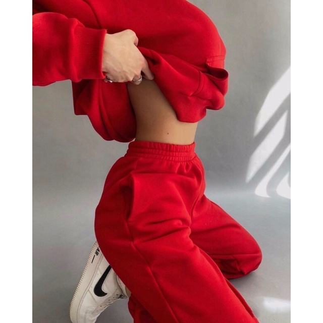 Set hoddie áo tay dài + quần dài thời trang