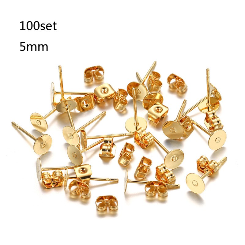 Set 100 Khuyên Tai Bằng Thép Không Gỉ Dùng Làm Trang Sức Diy