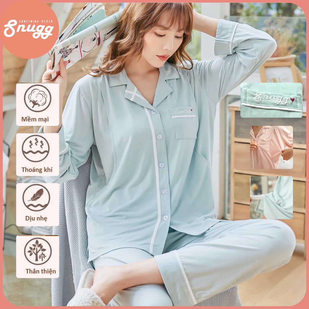 Bộ mặc nhà và sau sinh modal dáng Pyjamas xanh và hồng Sluvsea Snugg Bigsize 58-100kg SNU2073