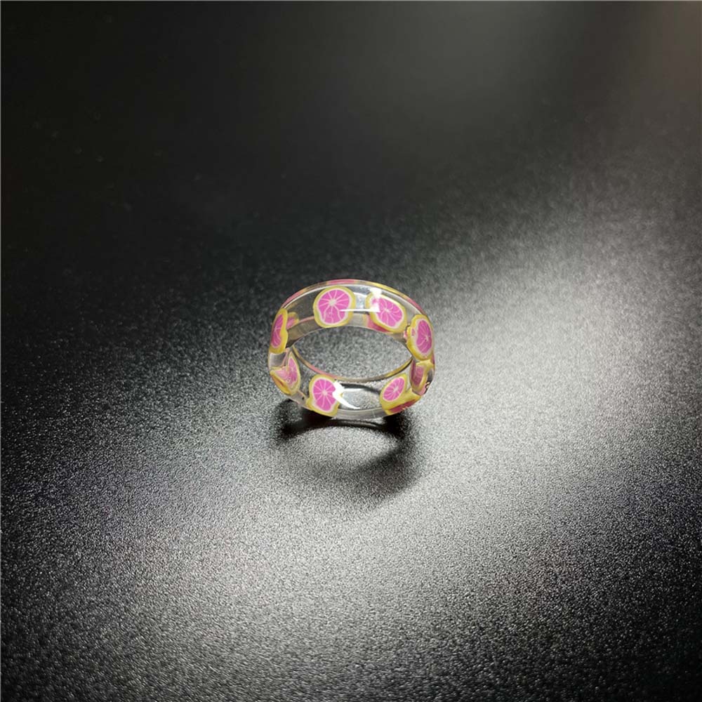 Nhẫn Đeo Ngón Tay Bằng Nhựa Resin Trong Suốt Hình Trái Cây Thời Trang Hàn Quốc Cho Nữ