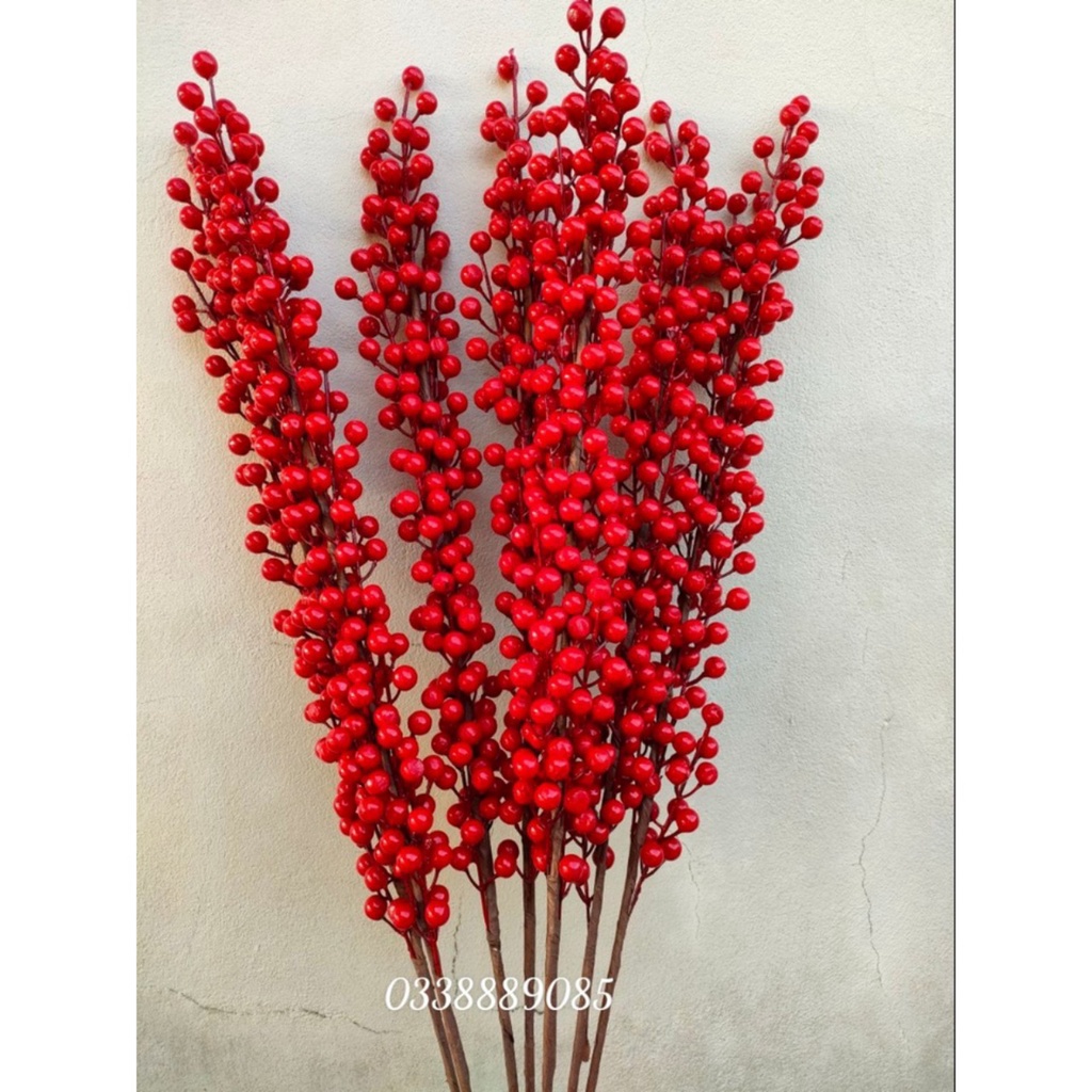 Cành đào đông (cherry) trang trí dài 100cm 12 nhánh (Loại cao cấp)