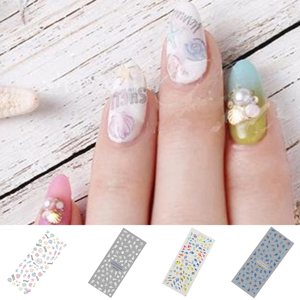 Miếng Dán Trang Trí Móng Tay Chống Nước Hình Vỏ Sò Sao Biển DIY