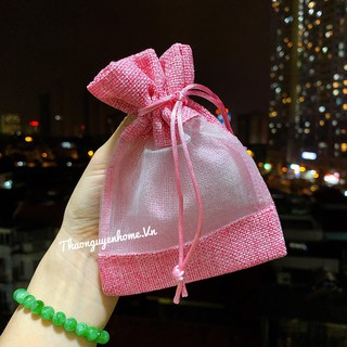 Túi vải đay dây rút có cửa sổ đựng cà phê, hoa khô, túi trang trí tiệc cưới